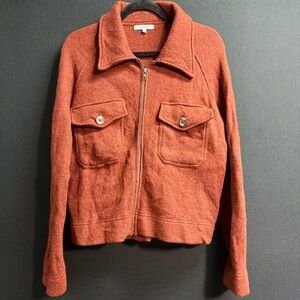 Madewell Merino Wool Zip Jacket Rust Orange Women’s Large Shacket Coat